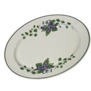 Waverly Garden Room Sweet Violets Oval Platter 14 Inch Purple Floral Cottagecore